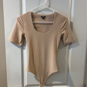 Beige Short Sleeve Bodysuit